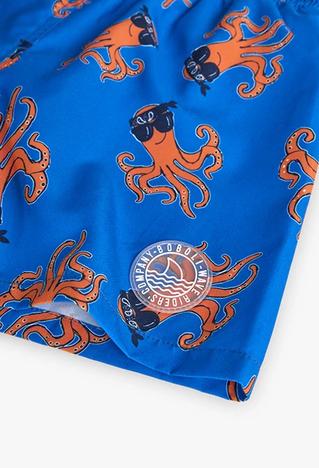 Boy's swimsuit with blue octopus print