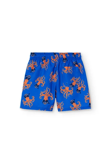 Boy\'s swimsuit with blue octopus print