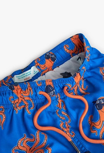 Boy\'s swimsuit with blue octopus print