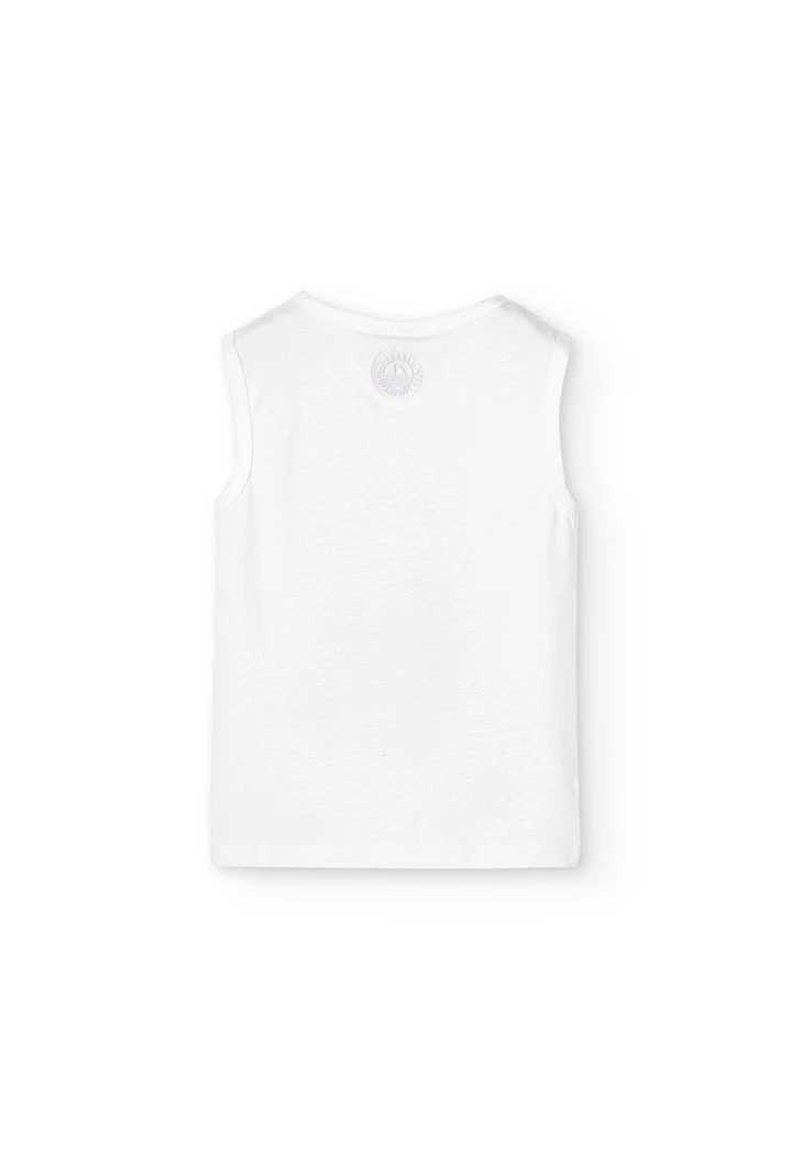 Boy\'s white sleeveless knit t-shirt