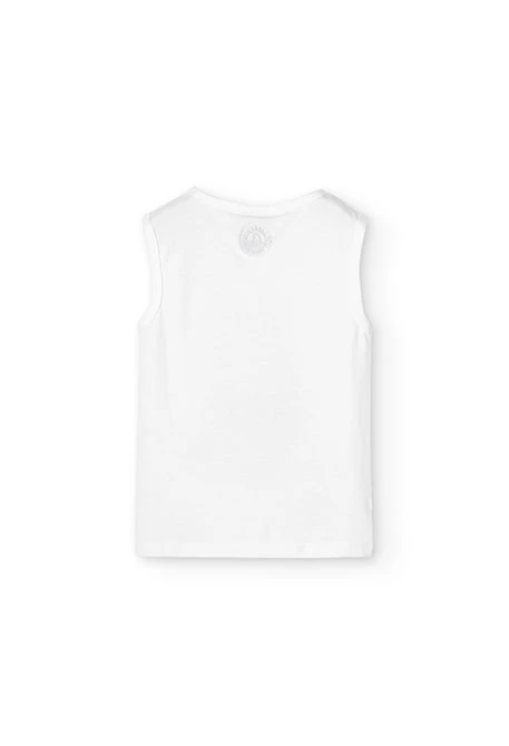 Camiseta de punto sin mangas de niño en color blanco