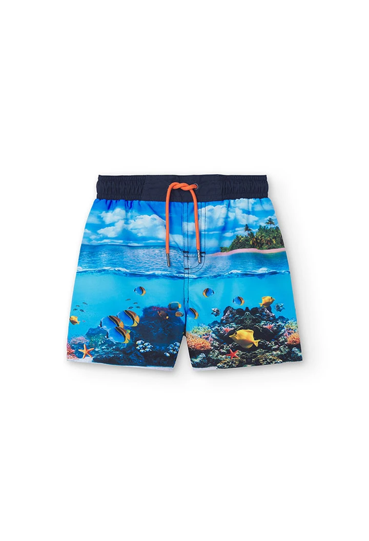 Maillot de bain garçon imprimé bleu marine