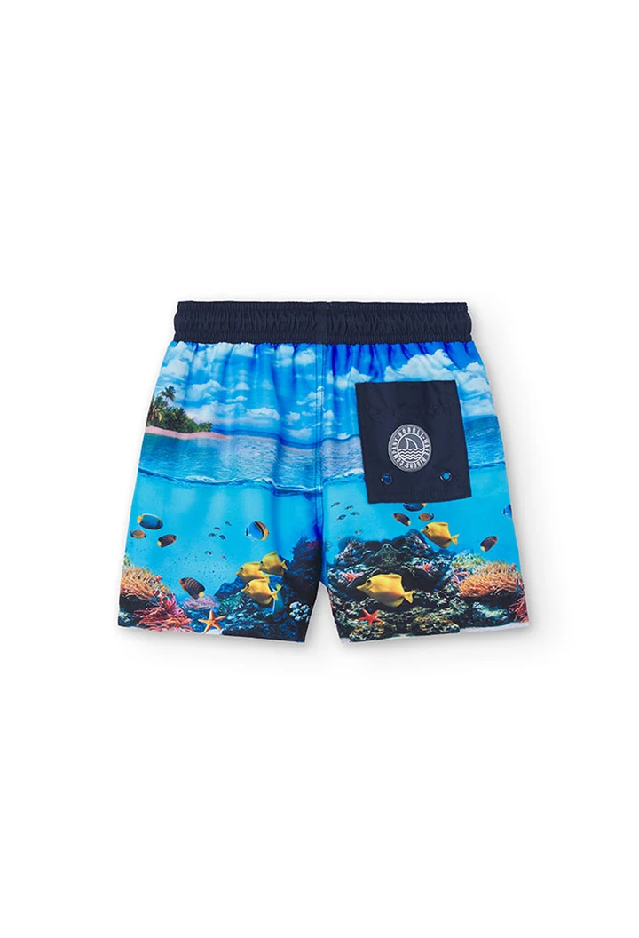Maillot de bain garçon imprimé bleu marine