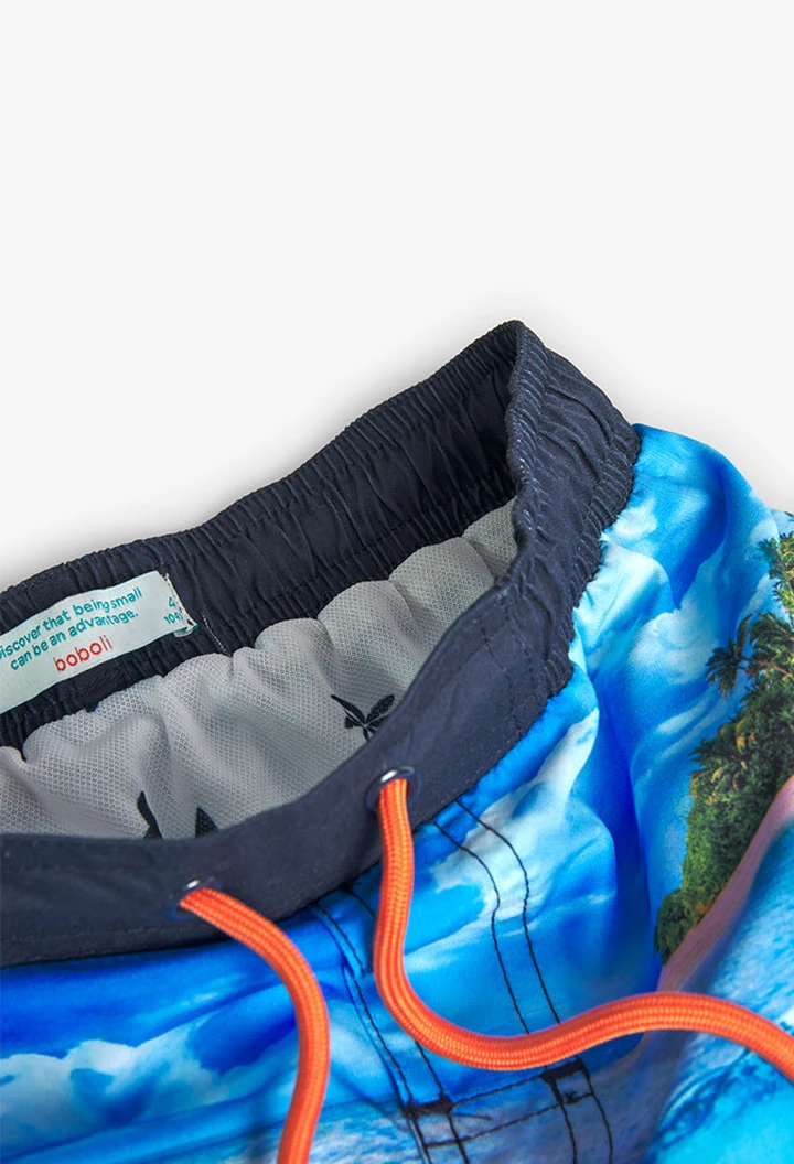 Maillot de bain garçon imprimé bleu marine