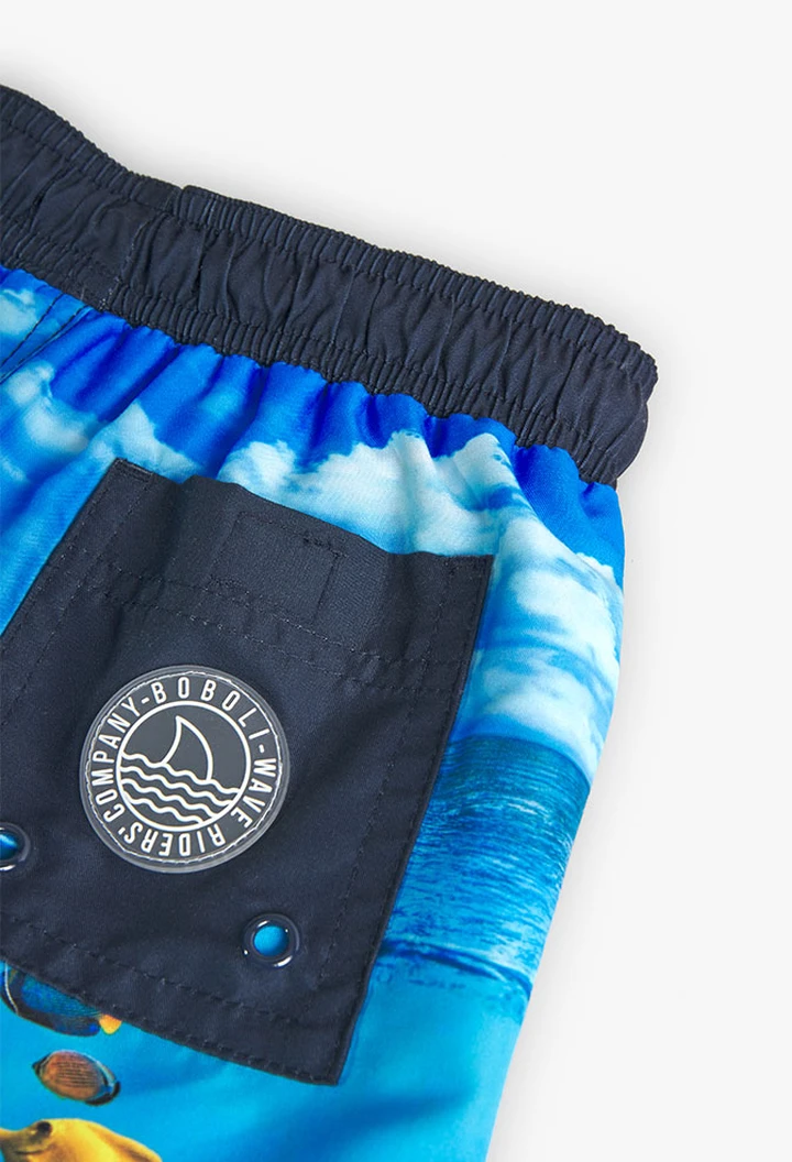 Maillot de bain garçon imprimé bleu marine