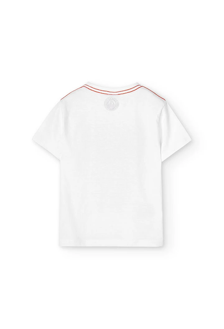 Boy\'s white short-sleeved knit t-shirt