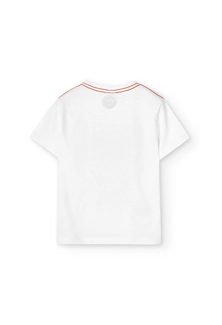 Camiseta de punto manga corta de niño en blanco
