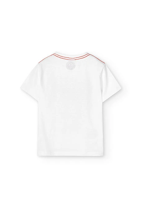 Camiseta de punto manga corta de niño en blanco