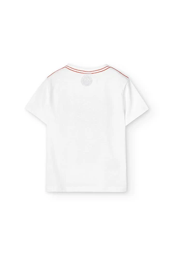 Boy's white short-sleeved knit t-shirt