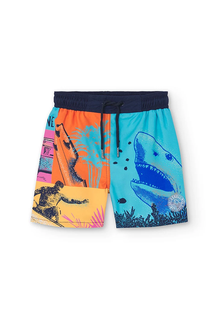 Maillot de bain garçon imprimé couleur bleu et imprimé