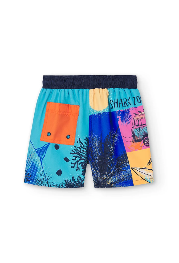 Maillot de bain garçon imprimé couleur bleu et imprimé