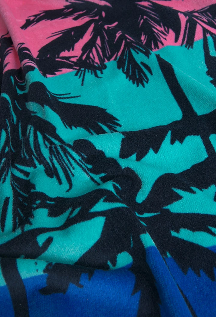 Serviette de bain imprimée palmier en bleu pour garçon 