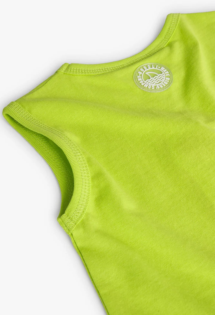Maglietta sbracciata in jersey da bambino verde