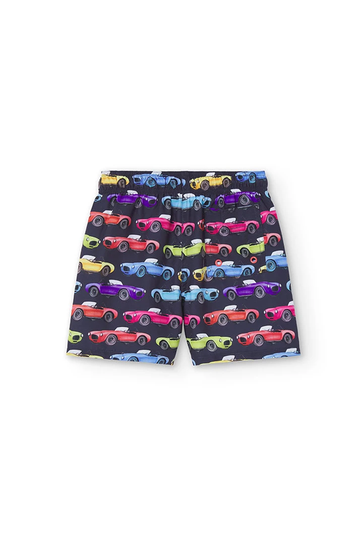 Maillot de bain garçon imprimé voitures en couleur grise