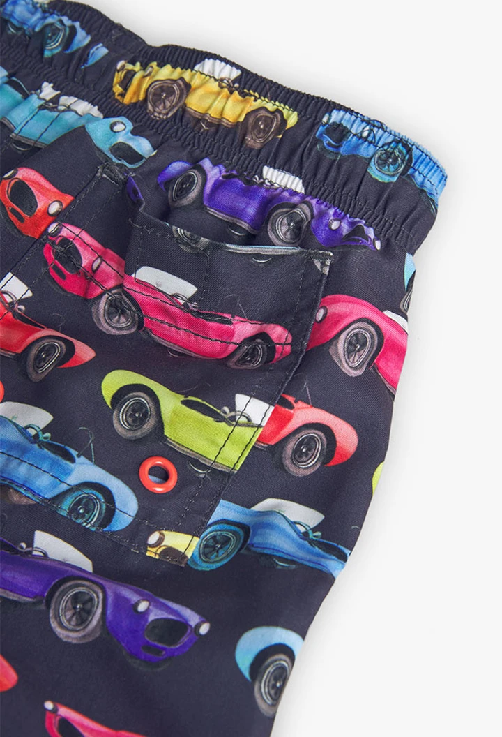 Maillot de bain garçon imprimé voitures en couleur grise