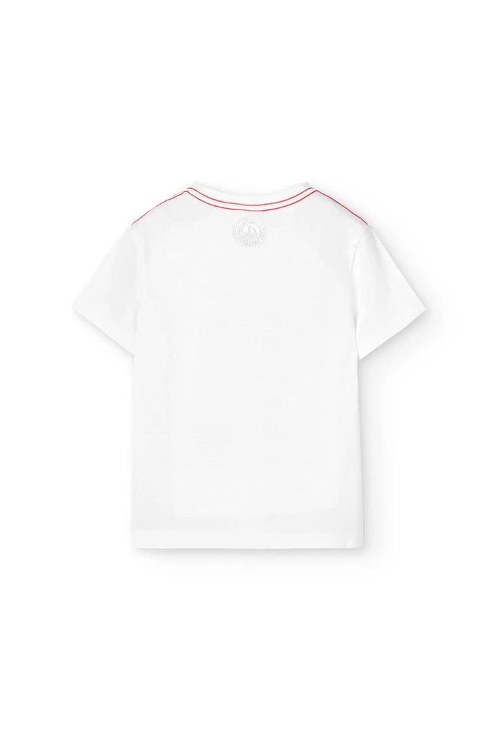 Camiseta de punto blanco manga corta de niño