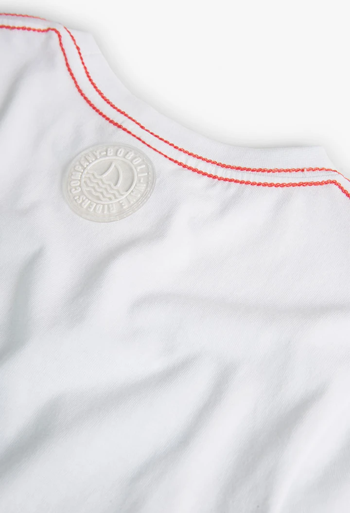 T-shirt tricoté à manches courtes pour garçon, blanc