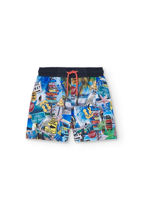 Boy's swimsuit with print and blue colour