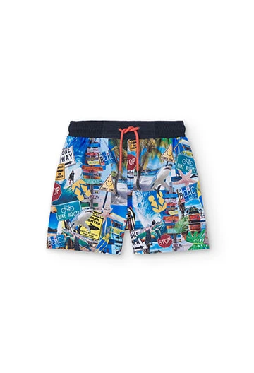 Boy\'s swimsuit with print and blue colour