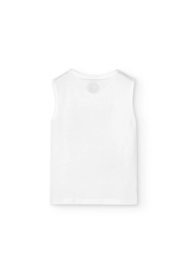 Camiseta  de punto sin mangas de niño en blanco