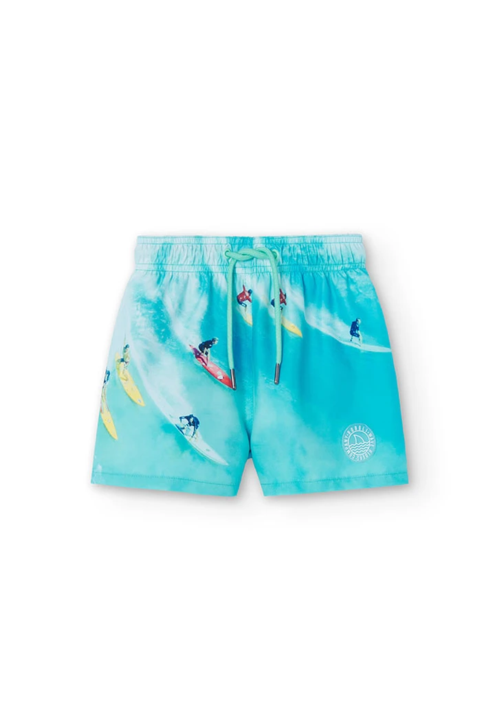 Maillot de bain garçon imprimé en couleur verte