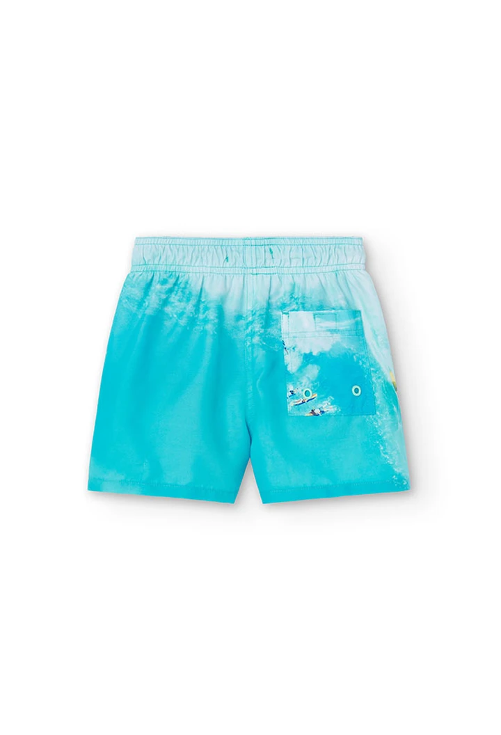 Maillot de bain garçon imprimé en couleur verte