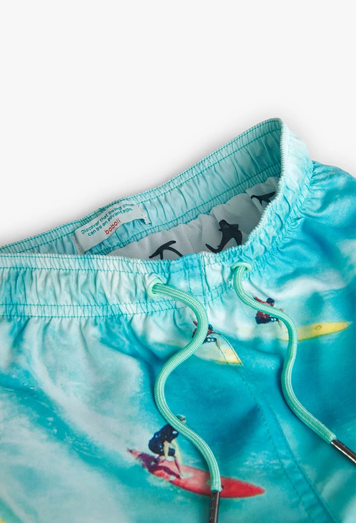 Maillot de bain garçon imprimé en couleur verte