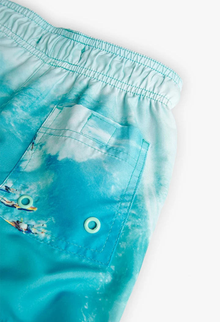 Maillot de bain garçon imprimé en couleur verte