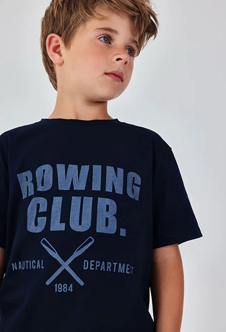 Camiseta criança algodão azul-marinho
