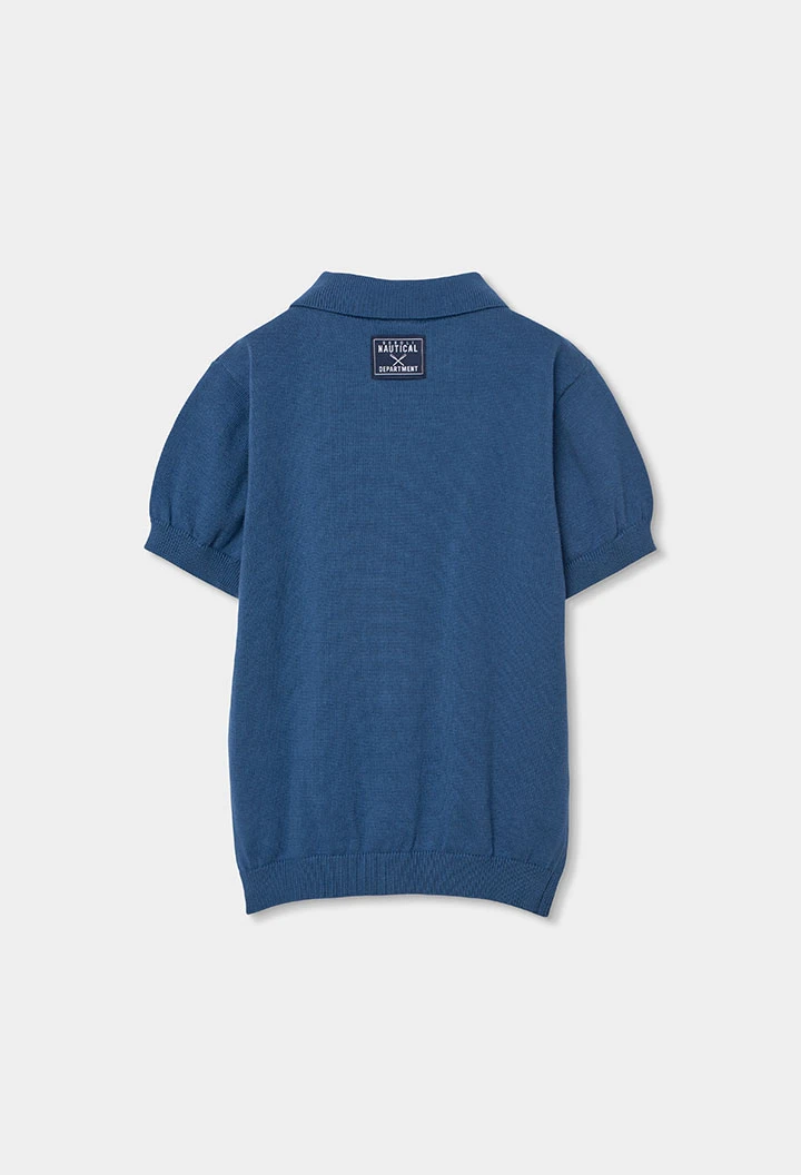 Polo criança algodão azul
