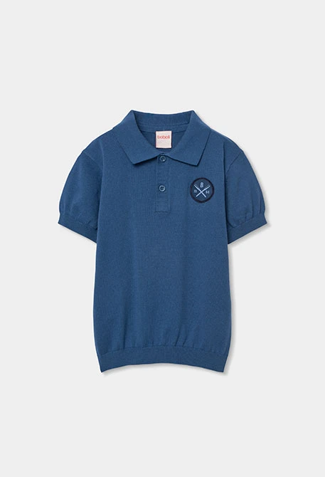 Polo criança algodão azul