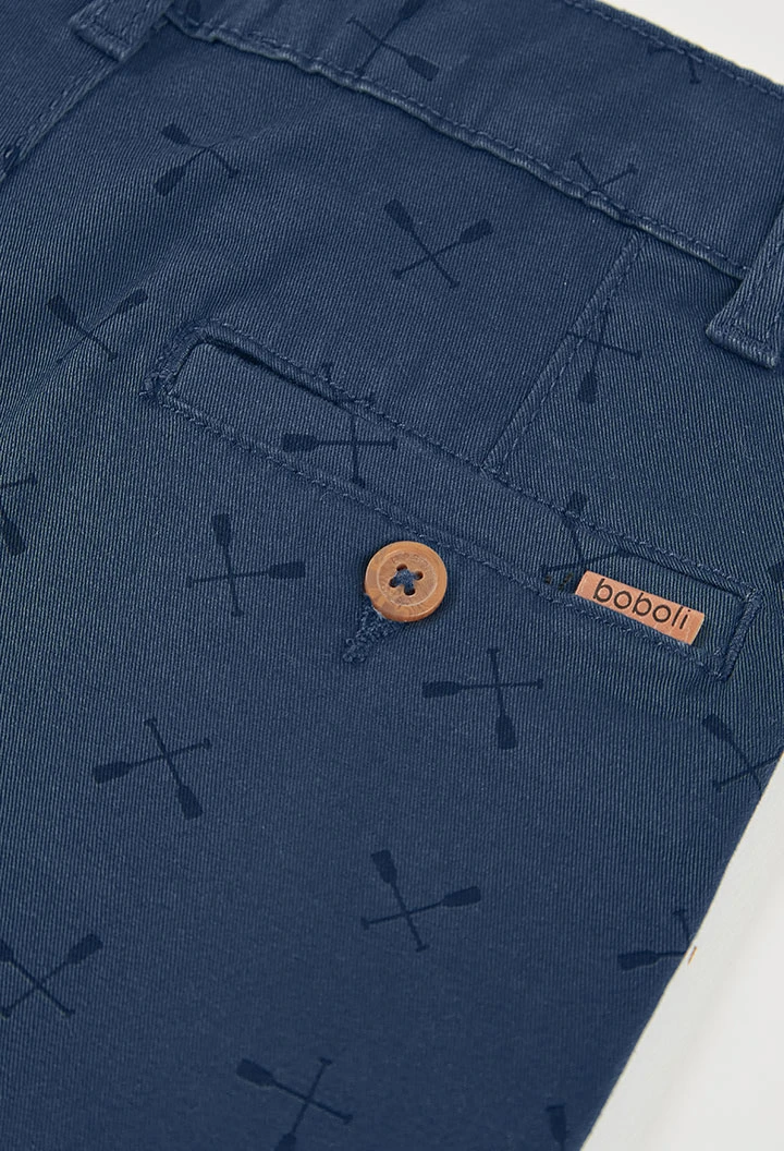 Bermudas azul de algodão