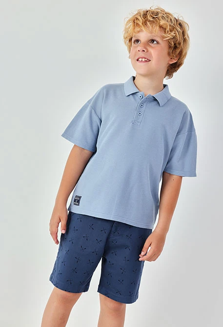 Bermudas azul de algodão