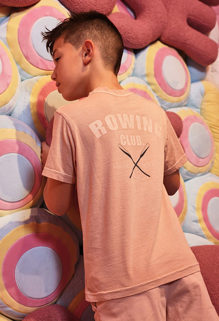 Camiseta niño algodón salmón