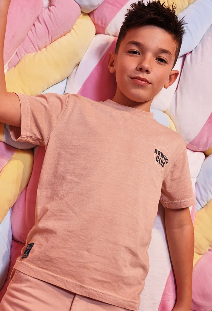 Camiseta niño algodón salmón