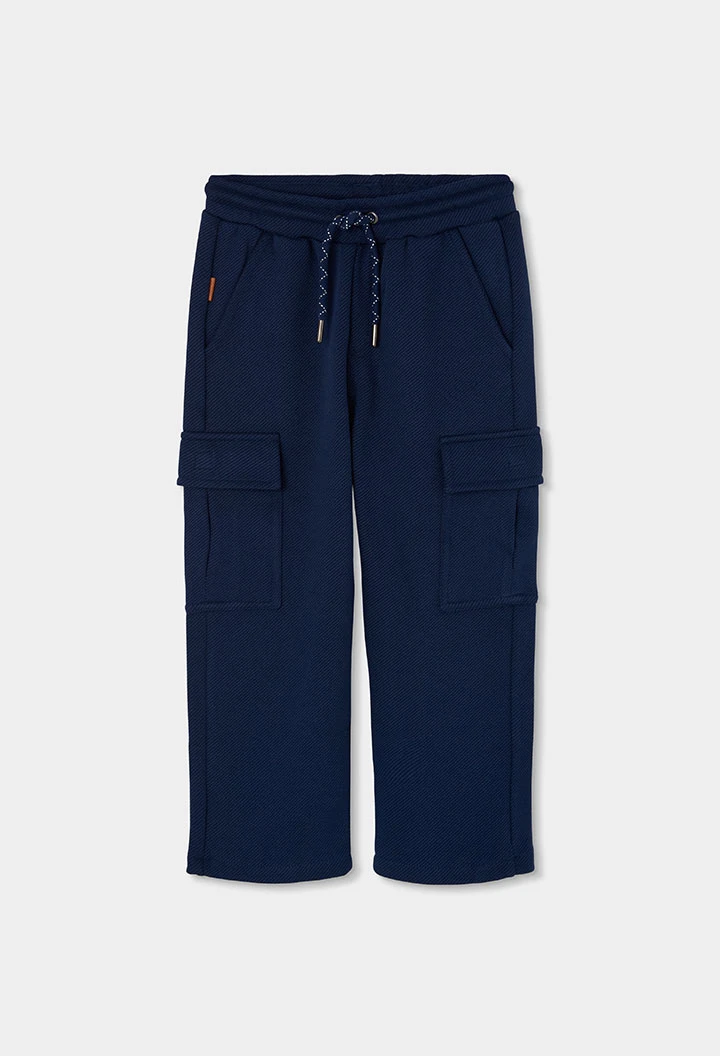 Pantalons de punt nen blau marí càrrego