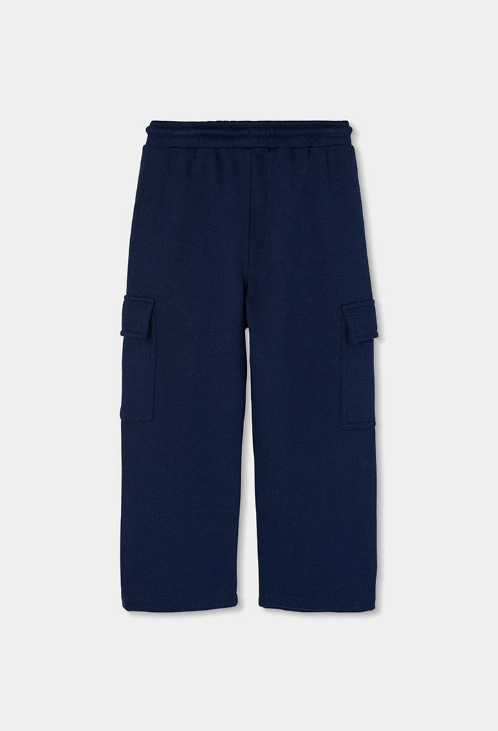 Marineblaue Cargo-Strickhose für Jungen