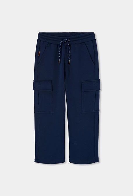 Pantalone in maglia bambino blu navy cargo