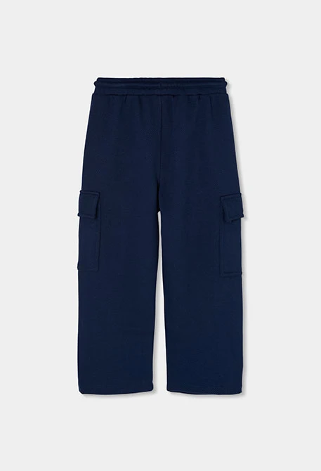 Marineblaue Cargo-Strickhose für Jungen