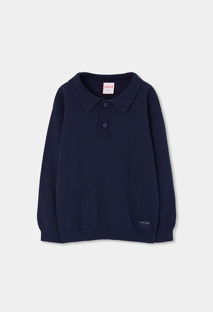 Marineblaues Polokragen-Strickpullover für Kinder