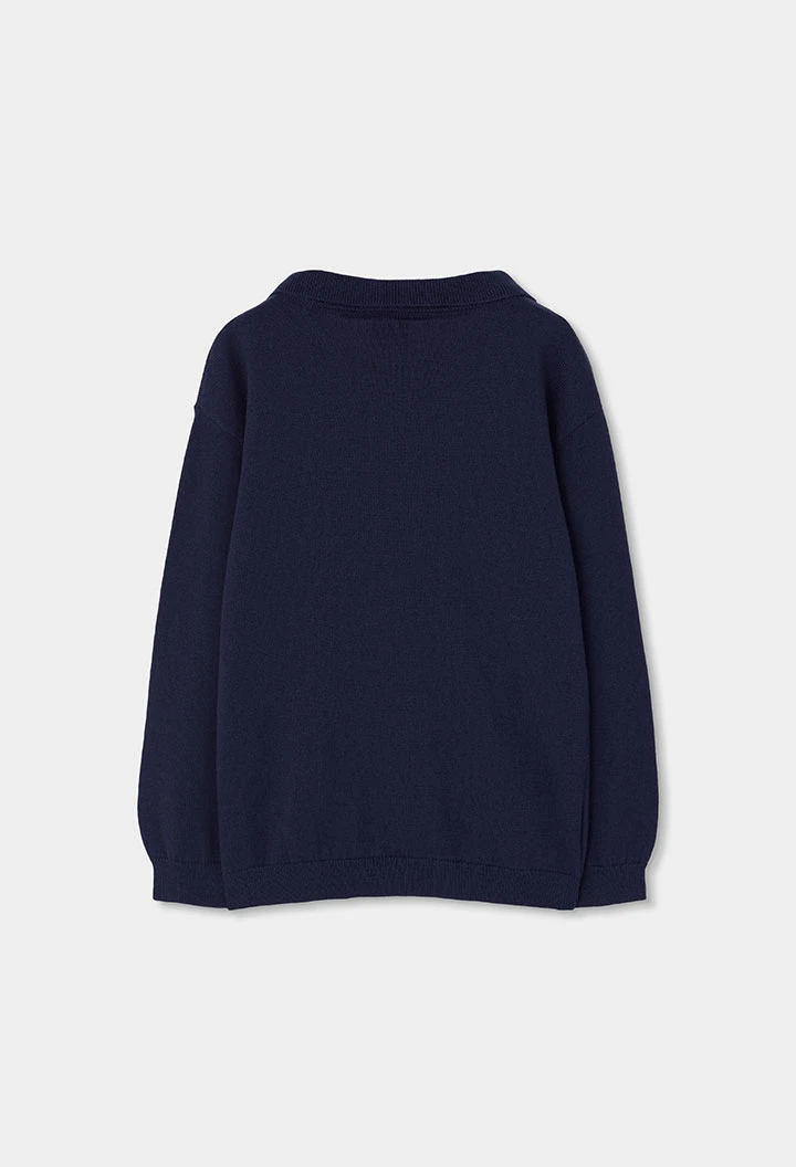 Marineblaues Polokragen-Strickpullover für Kinder