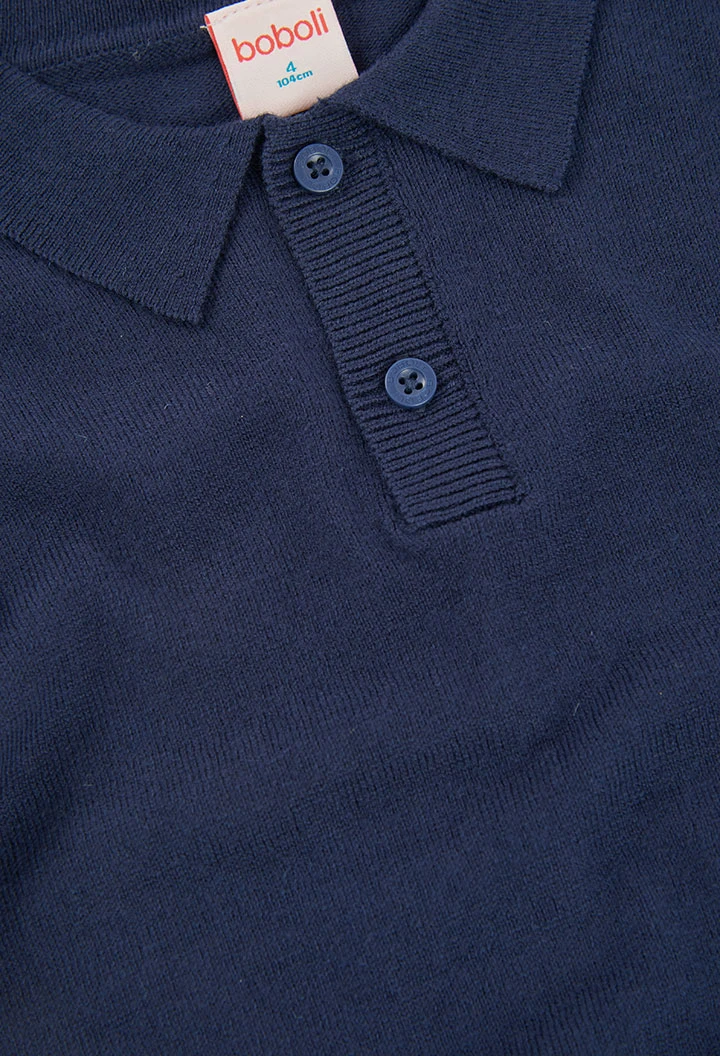 Marineblaues Polokragen-Strickpullover für Kinder