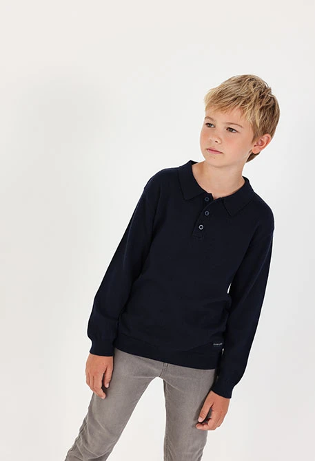 Marineblaues Polokragen-Strickpullover für Kinder