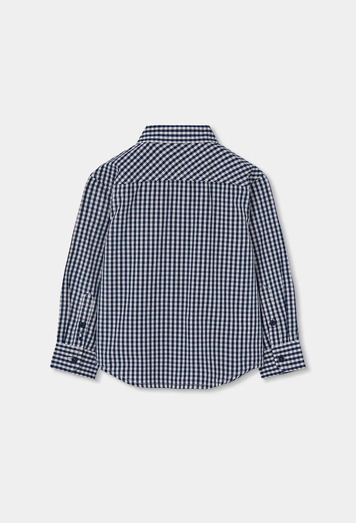 Chemise popeline à carreaux bleu marine garçon