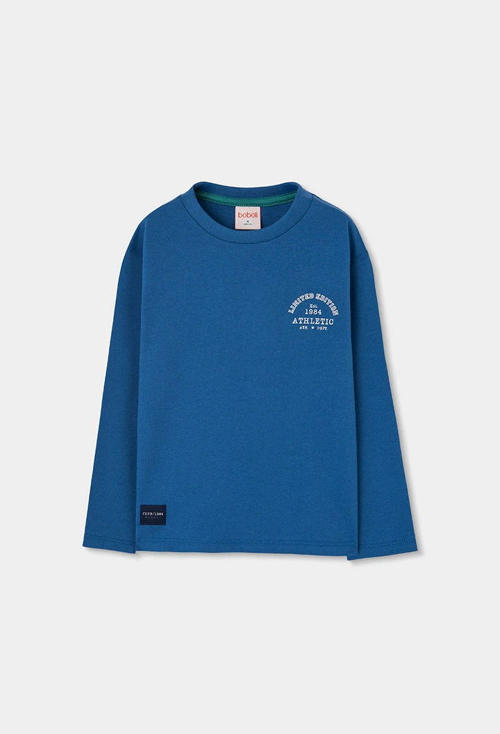 T-shirt en maille garçon bleu avec broderie Athletic
