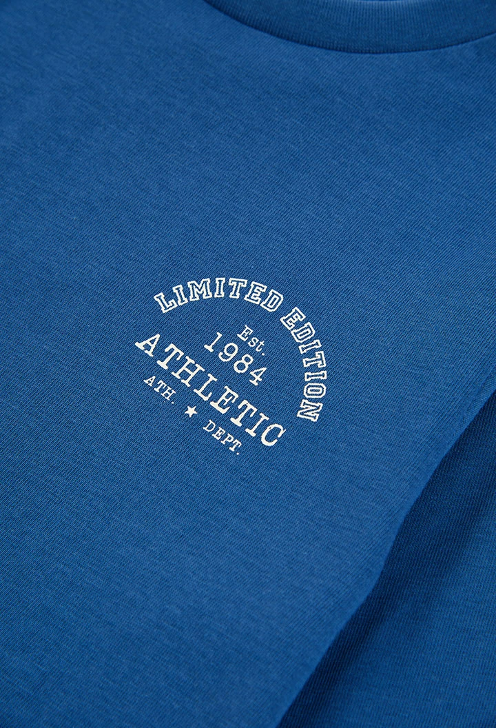 T-shirt en maille garçon bleu avec broderie Athletic