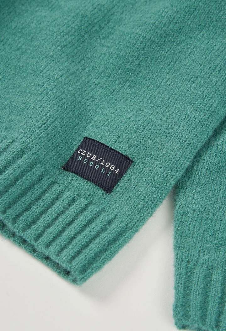 Pull garçon vert col rond