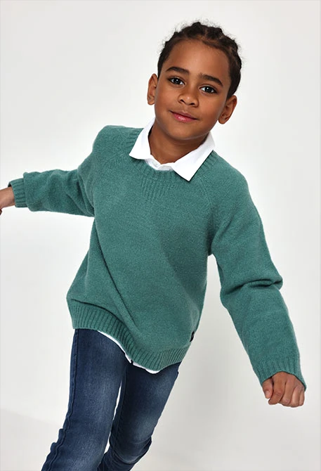 Jersey niño verde cuello redondo