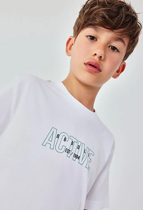 Camisola de algodão branca para menino