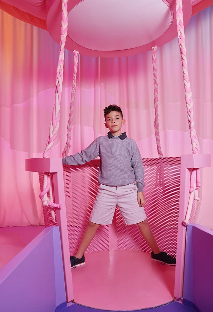 Beige Baumwoll-Bermuda